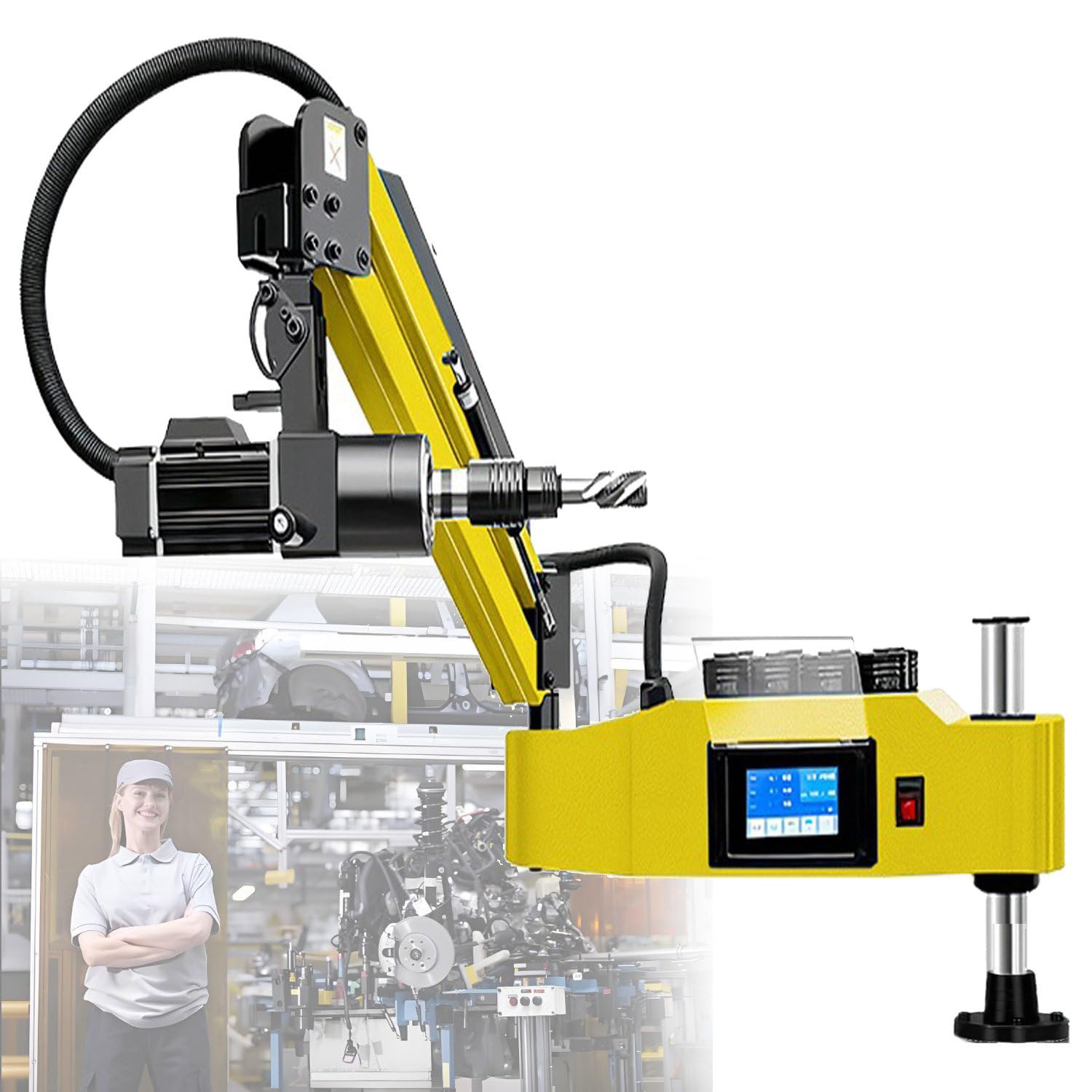 FHRKA Electric Tapper Drilling Machine,Cantilever Tapping Machine, for Tapping Steel, Aluminum, Copper,Iron, Wood, M3-20