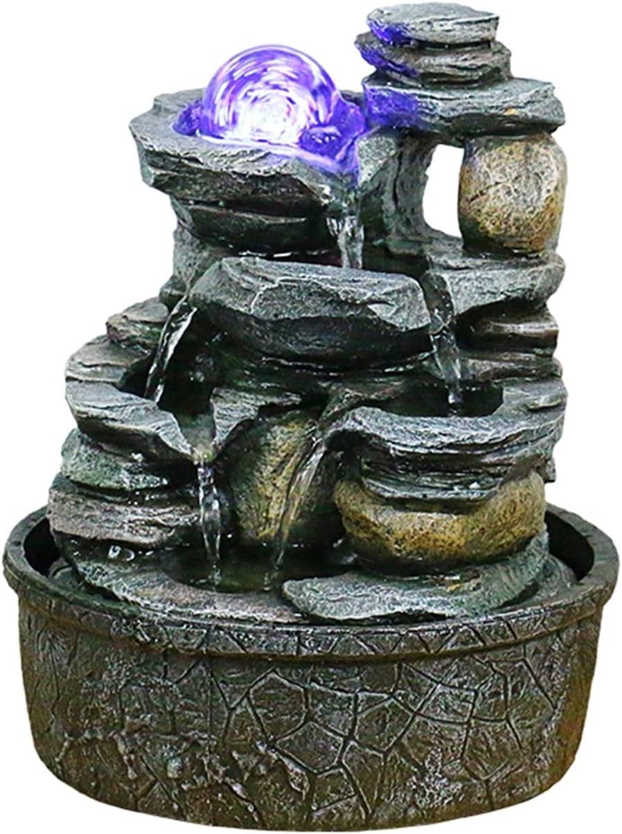 Waterfall Desk Fountain Resin Desk Fountain Stacked Rock Indoor