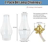 Vista 2 de Lámpara de aceite de repuesto para chimenea, ajuste de 3 pulgadas x 8.3 pulgadas de alto, globo de lámpara de queroseno de vidrio transparente