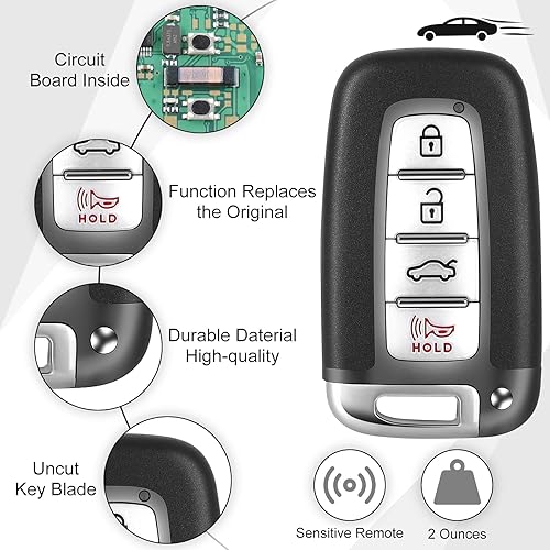 Miniatura 3 de Llavero compatible con Hyundai Elantra 2012-2013, Sonata 2011-2014, Azera, 2009-2014 Genesis Smart Remote Compatible con Kia 2011-2013 Optima,