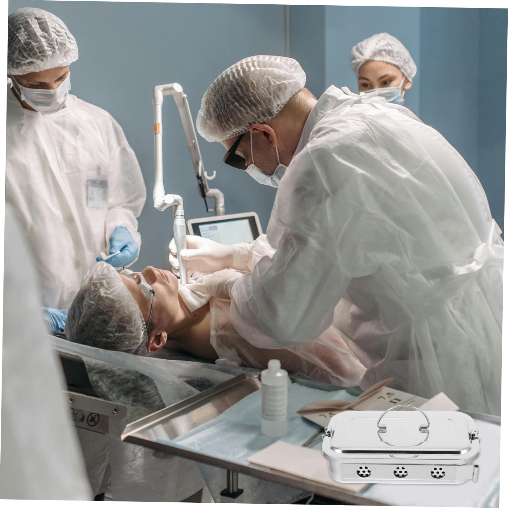 UKCOCO 2 Piezas Caja Organizadora Inoxidable con Tapa y Resistente para Almacenamiento de Instrumentos Médicos y Herramientas de Doctor Reutilizable y Duradera