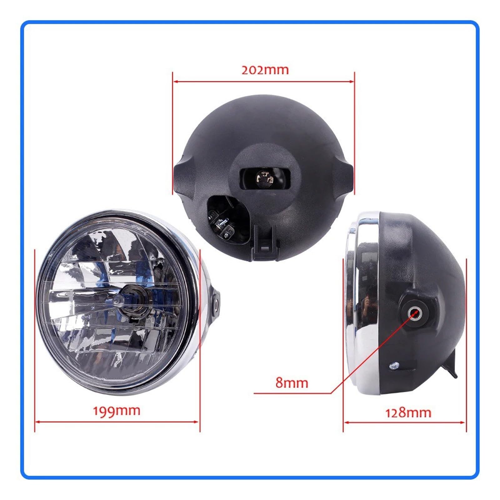 Faros Delantero 7 "35 W 12 V LED Redondo Universal Faro Motocicleta Bombilla H4 Lente Transparente 7,8" Lámpara De Cabeza Corriente Faro(1)
