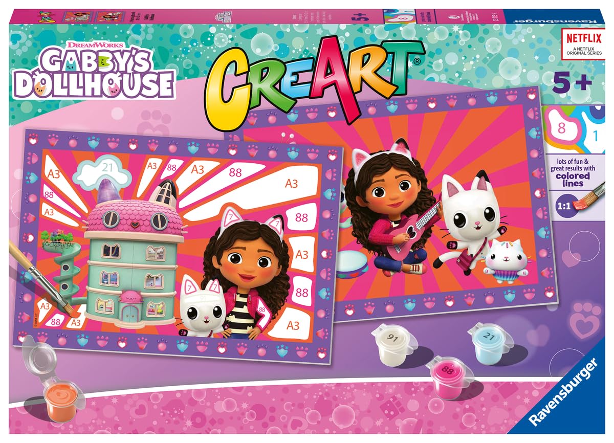 Ravensburger CreArt – Kit Di Pittura Con I Numeri Teneri Gattini, Include Colori Acrilici E Cornice, Per Bambini Da 9 Anni In Su