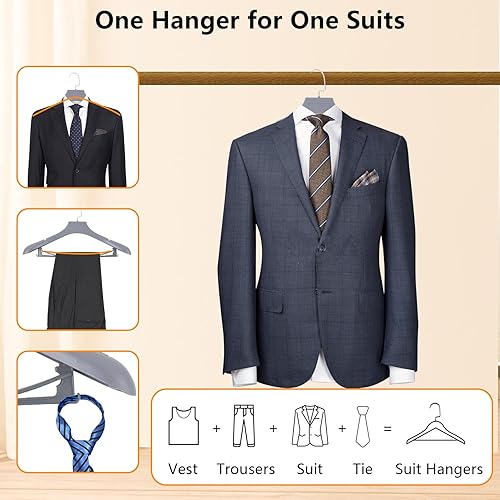 Miniatura 5 de Perchas de plástico extra anchas para hombre, paquete de 15 ganchos de 17.7 pulgadas de ancho, perchas grises para suéteres sin abultamiento,