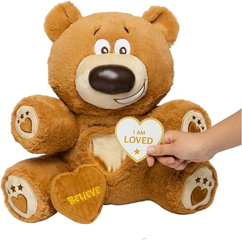 Miniatura 3 de Believe a Buddy - Oso de peluche grande con 52 tarjetas de afirmación positiva