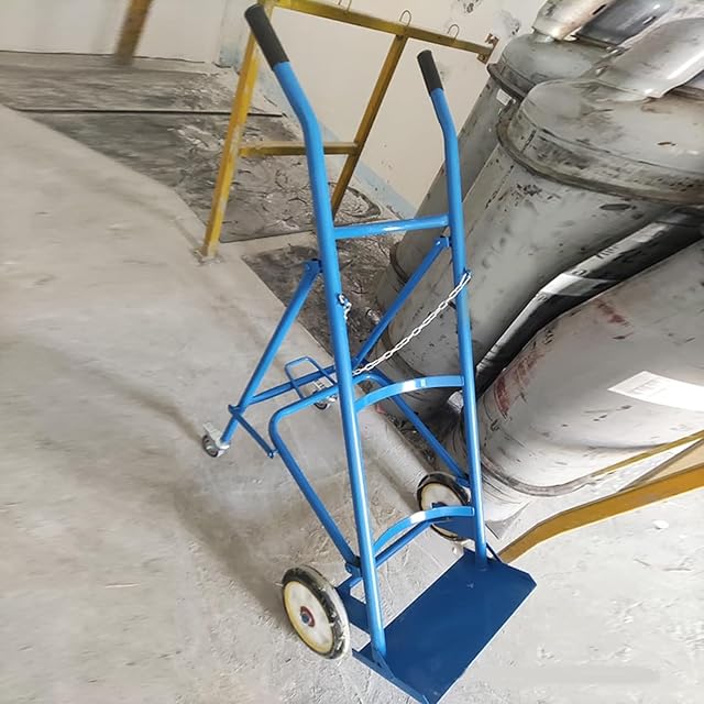 Medical Portable Nitrogen Cylinder Transportation Handcart Steel Oxygen Tank Trolley with Wheels Indoor Rolling Gas Bottle Cart Carrier