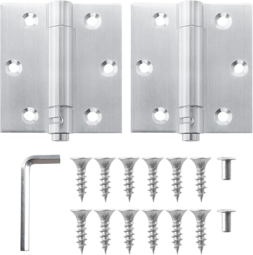 Paquete de 2 bisagras de puerta de cierre automático de 3 pulgadas, bisagras de resorte de acero inoxidable resistentes, bisagras de resorte de