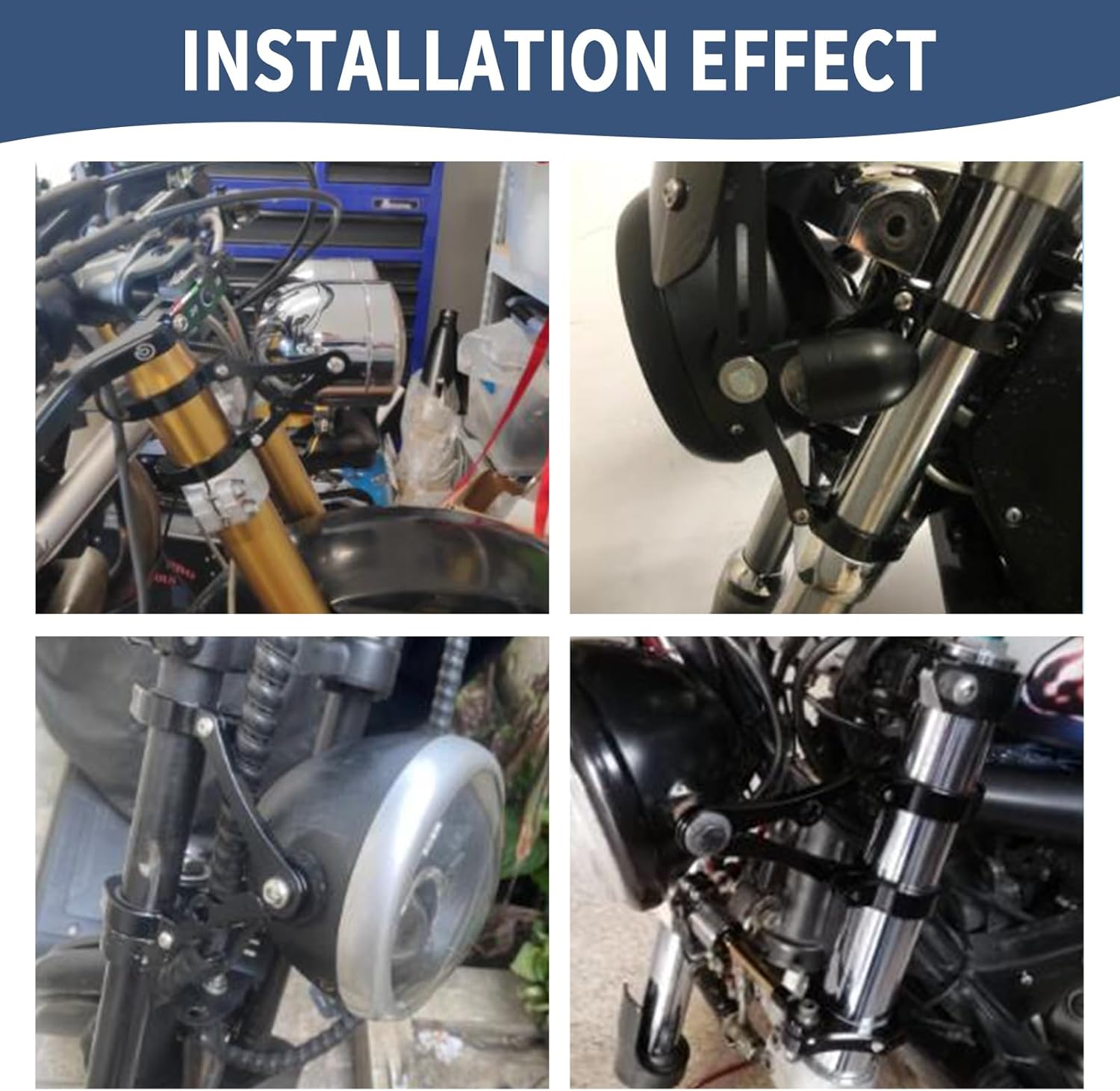 Universal Motorcycle Headlight Bracket 37-41mm Fork Brackets Mount Tube Clamp CNC Black for Harley Indian Victory Honda Yamaha Kawasaki Suzuki Ducati Cafe Racer Chopper Bobber