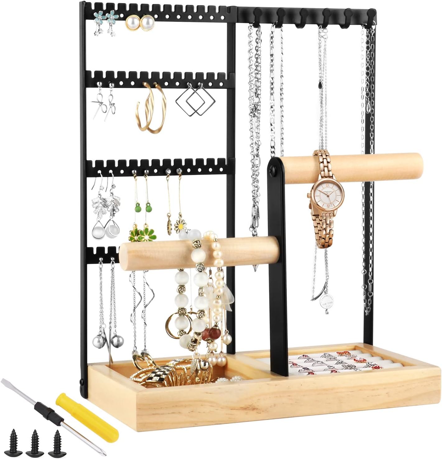 Kentop Présentoir à Bijoux Porte-boucles D'oreilles Parapluie En Fer