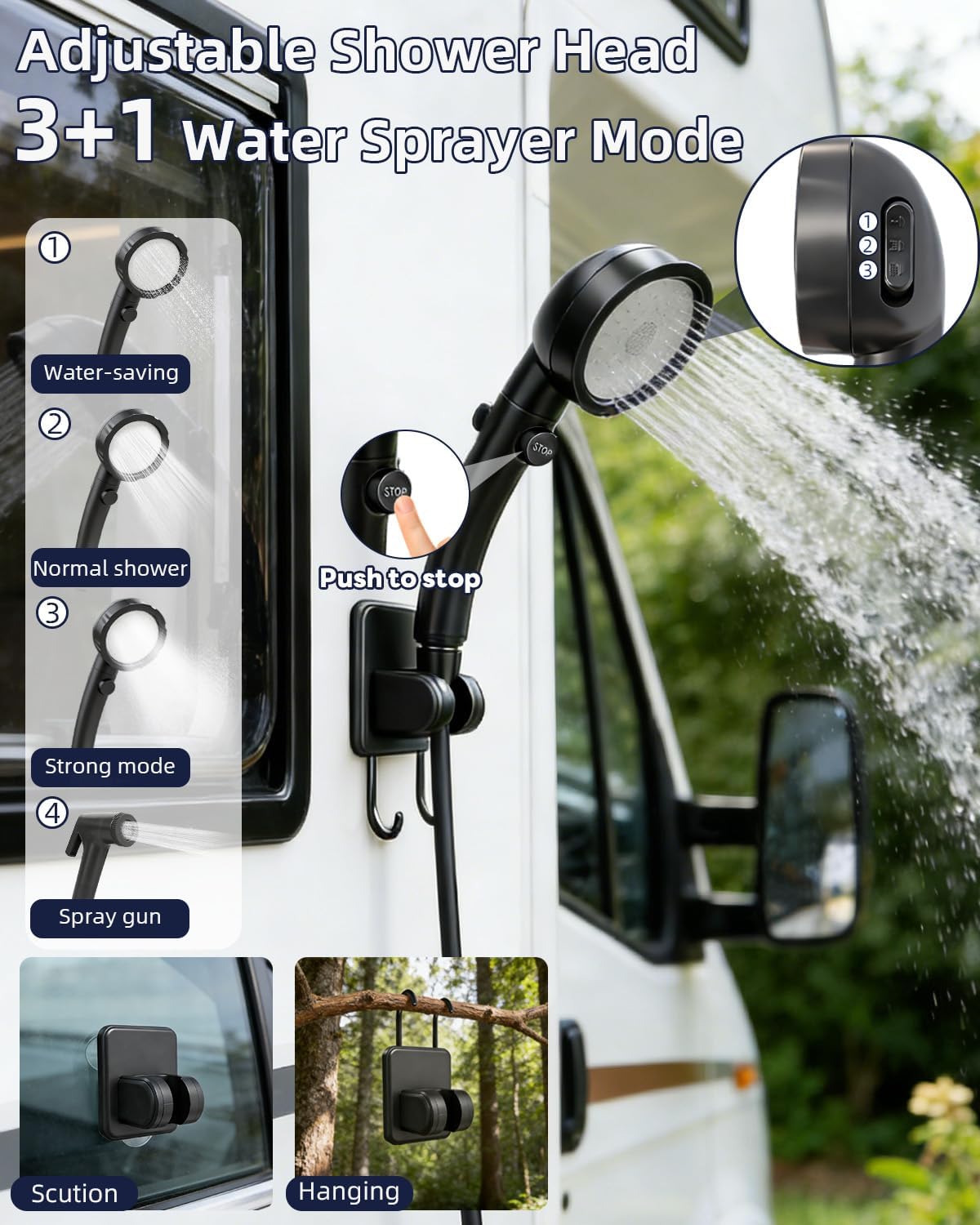 2026 Upgraded Portable Shower with Heater for Camping, 6000mAh Rechargeable Camping Shower Pump with LED Display, 3 Spray Modes 5 Gal Foldable Bucket, Outdoor Shower for Travel RV Pet Bath Car Washing