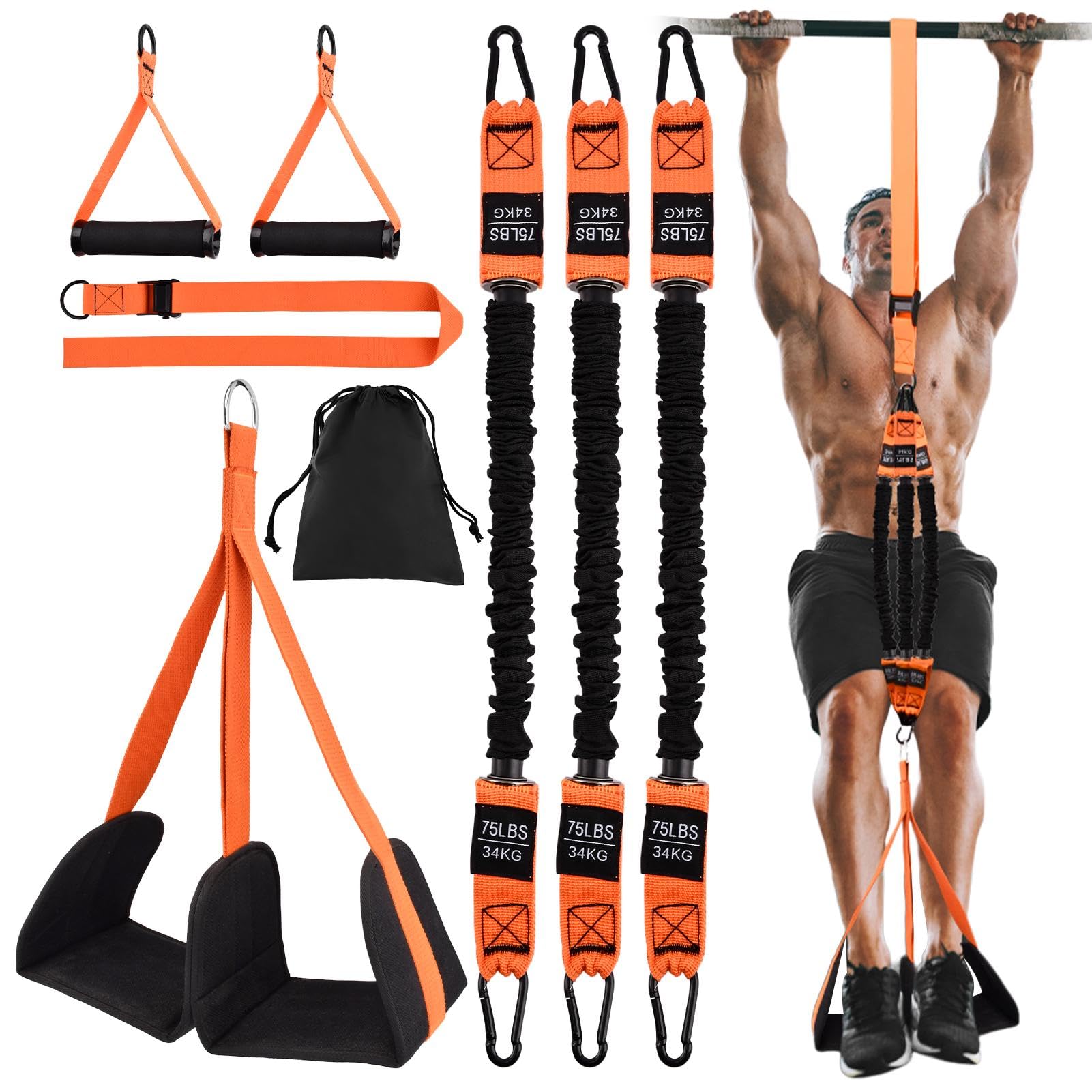 Set di 3 fasce di supporto per trazioni regolabili, fasce di resistenza per trazioni per allenamento della forza, fasce di assistenza per trazioni per casa, palestra, attività all'aperto, ufficio
