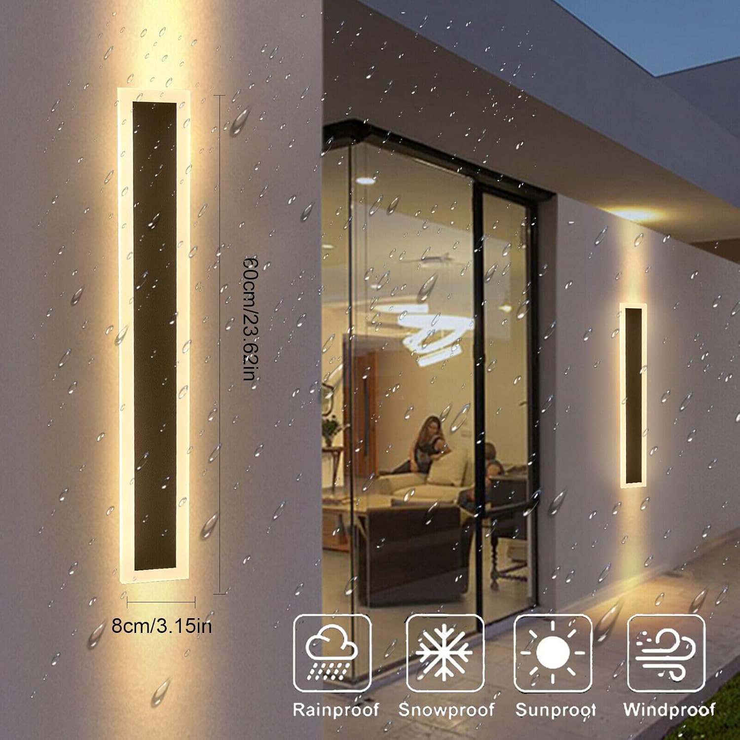 18W Modern LED Wall Light Sconce Exterior Fixture Lights Long Strip White Acrylic for Kitchen, Dining Room, Entryway, Stairway, Cafe, Club, Bar, Restaurant, Library