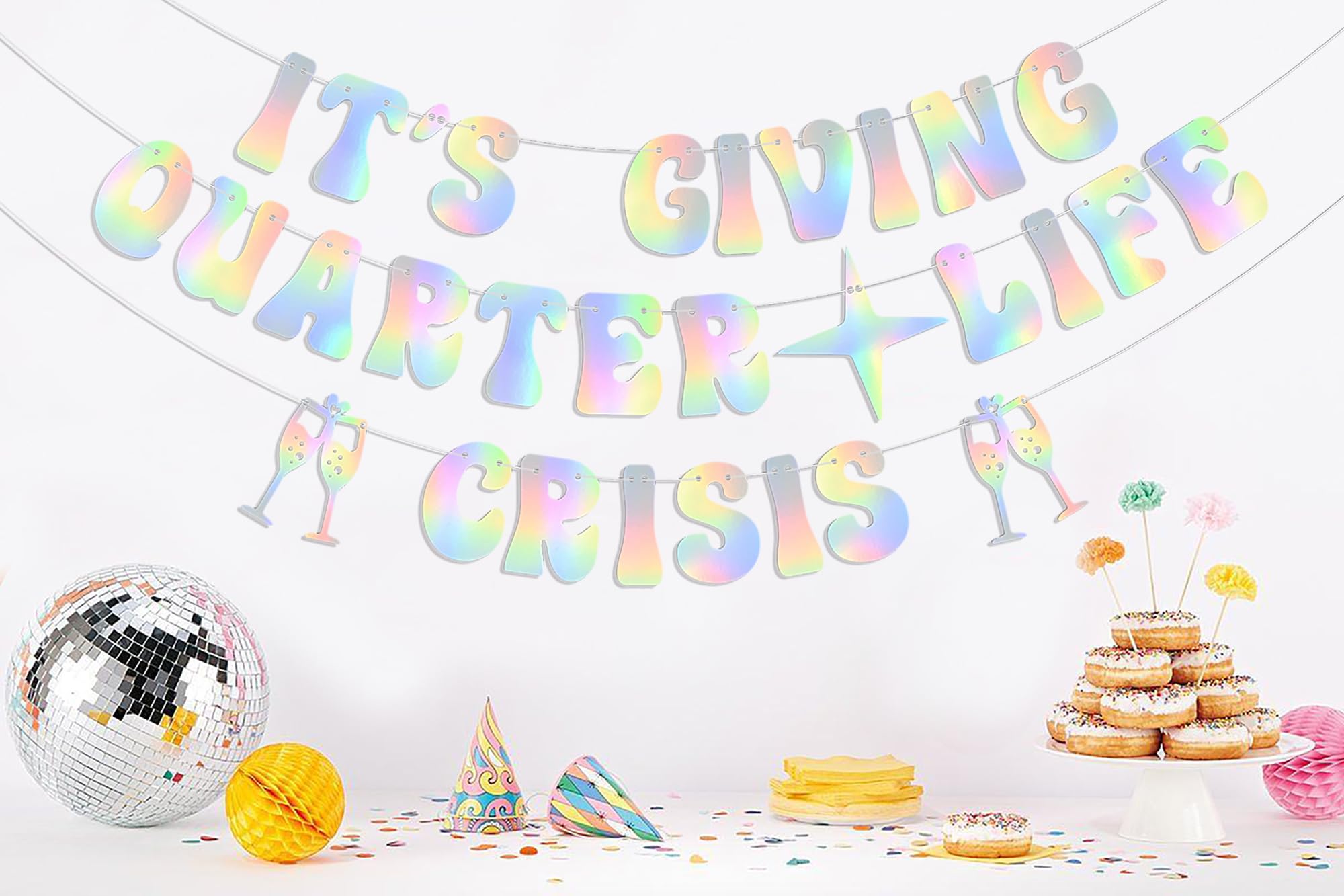 Schwarzes Glitzer-Banner 'Quarter Life Crisis' – DIY-Deko Zum 25. Geburtstag Mit Aufhängung