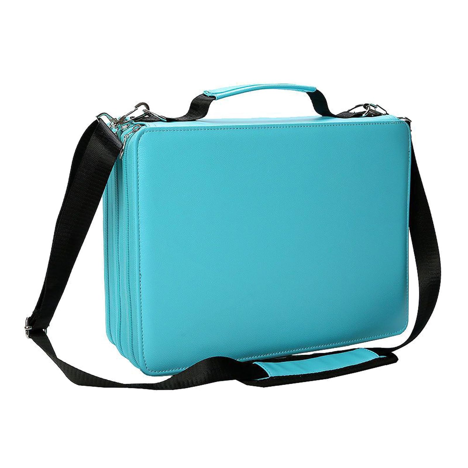 168/224 slot grande custodia in pelle per pennarelli con tracolla multistrato, borsa per il trasporto di penne organizer per penne resistenti, Verde, 168 holes