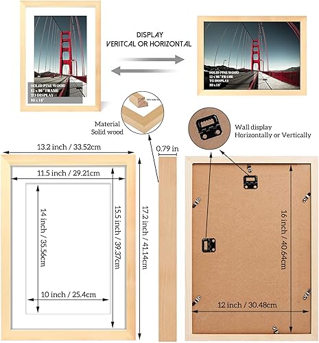 Miniatura 2 de Marco de fotos de 12 x 16 pulgadas, marcos de pintura con diamantes hechos de madera maciza, fotos de 10 x 14 pulgadas con paspartú o de 12 x 16