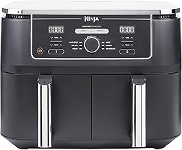 قلاية هوائية AF400 فودي ماكس ثنائية الأدراج من نينجا، فضي / أسود، 3XL، السعة 9.5 لتر