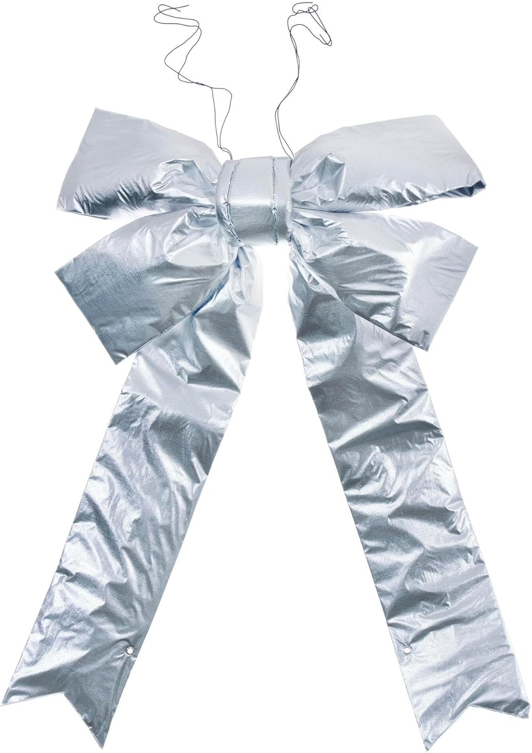 Vickerman 24" x 30" Silver Metallic Outdoor Christmas Bow with UV Treated Material and Wire to Hang.