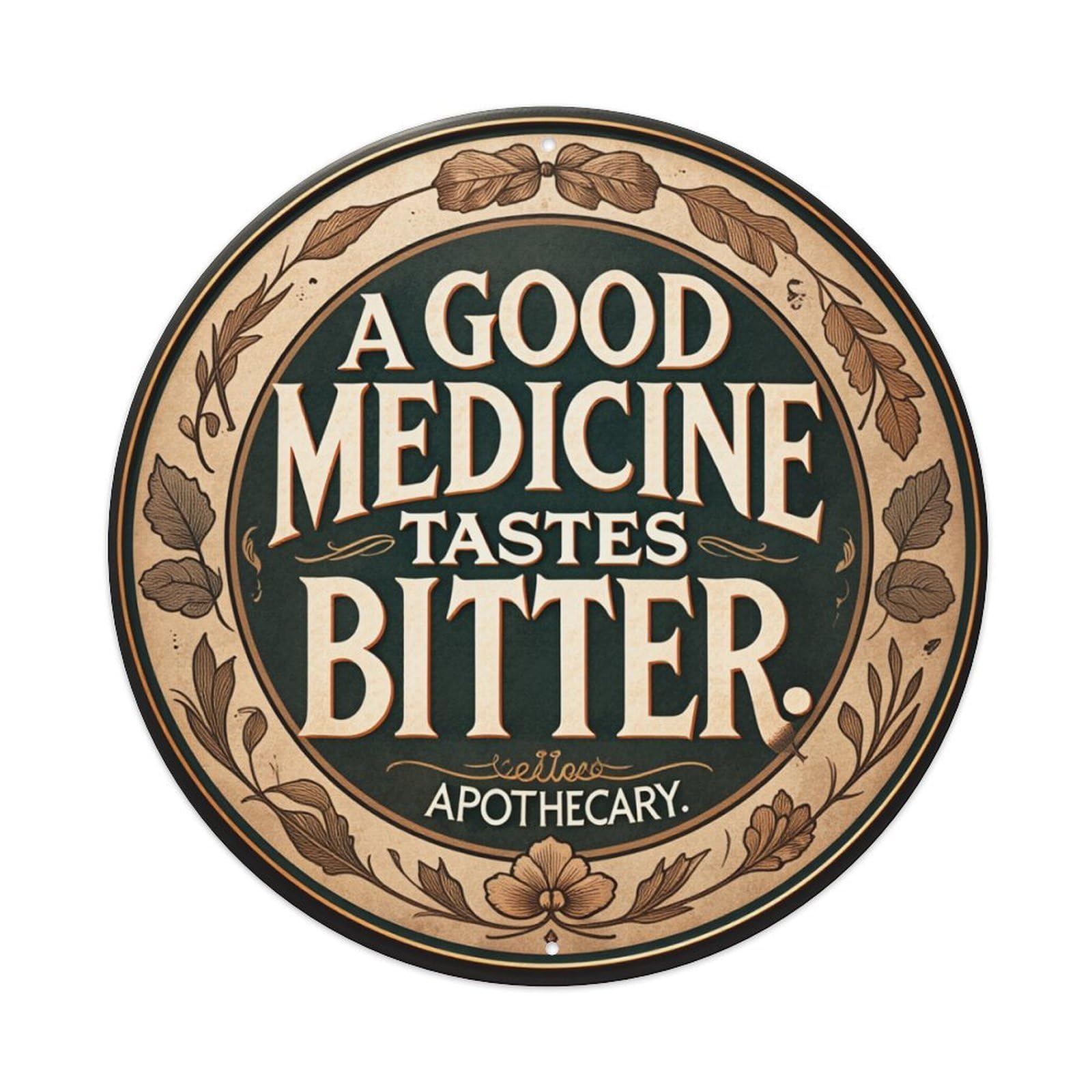 Circular Vintage Apothecary Label Design Round Tin Sign Retro Metal Sign for Cafe Bar Pub Home Game Room Gym Club Wall Decoration Vintage Metal Poster 8x8 Inch