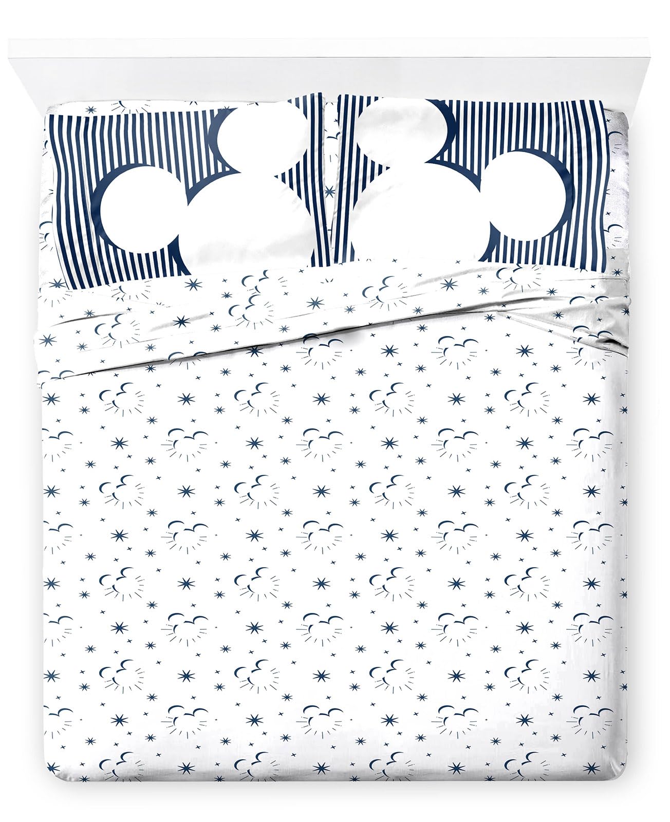 Jay Franco Kids Sheet Set with Fitted, Flat Sheets & Pillow Cover - Ultra-Soft Bedding with Pillowcase for Room Decor, White - Mickey Mouse, 4 Piece Queen