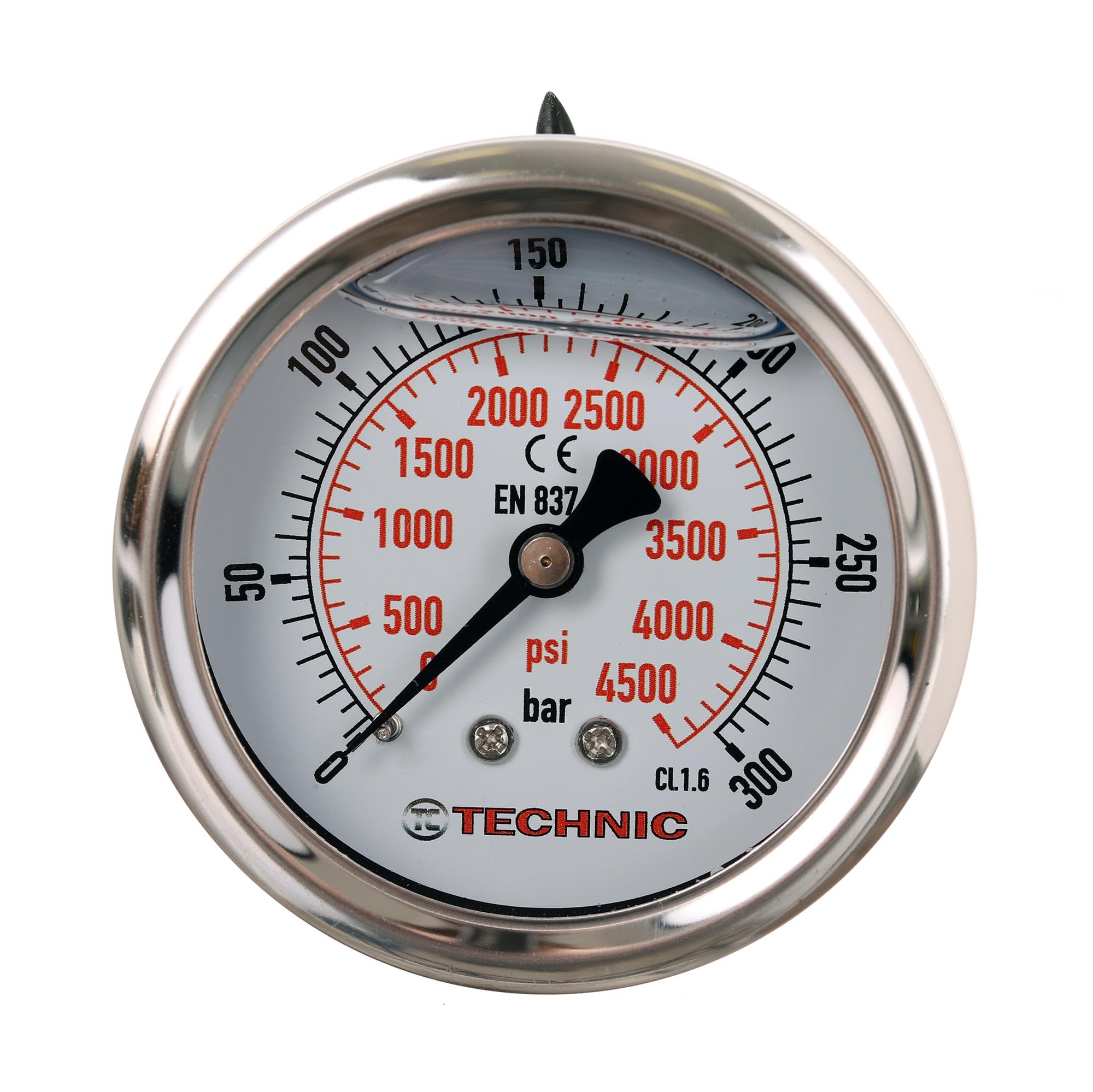 THERMIS Manometer 304G 1/4 aansluiting van onder (0 – 250 bar) 63 mm