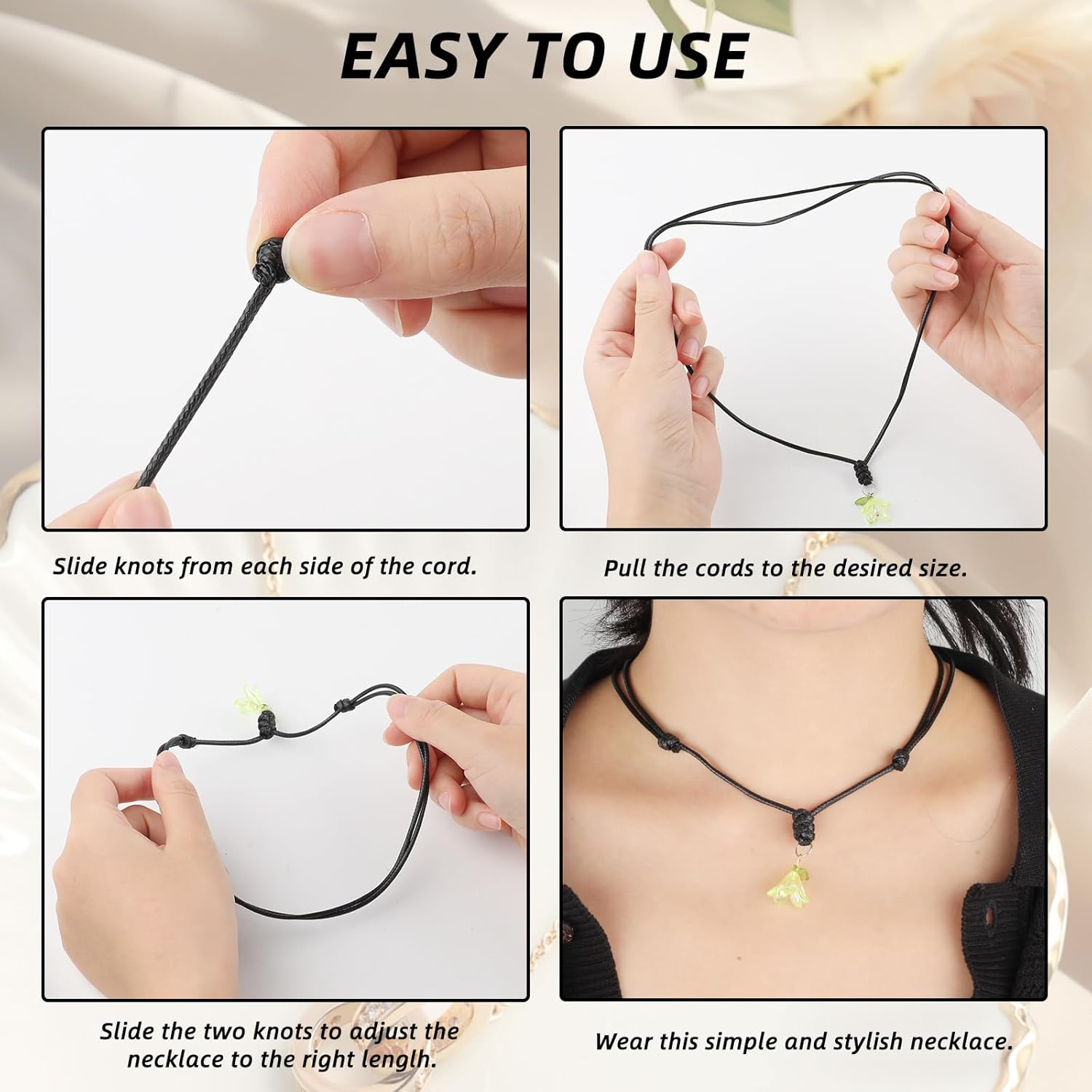 PineHaven 12 Pcs Black 2mm Adjustable Rope Necklace Cord for Men & Women, Vintage Double Knotted Choker with Metal Ring for Pendants,14-26 Inches, Jewelry Making & DIY Crafts,14-26 Inches - Image 4