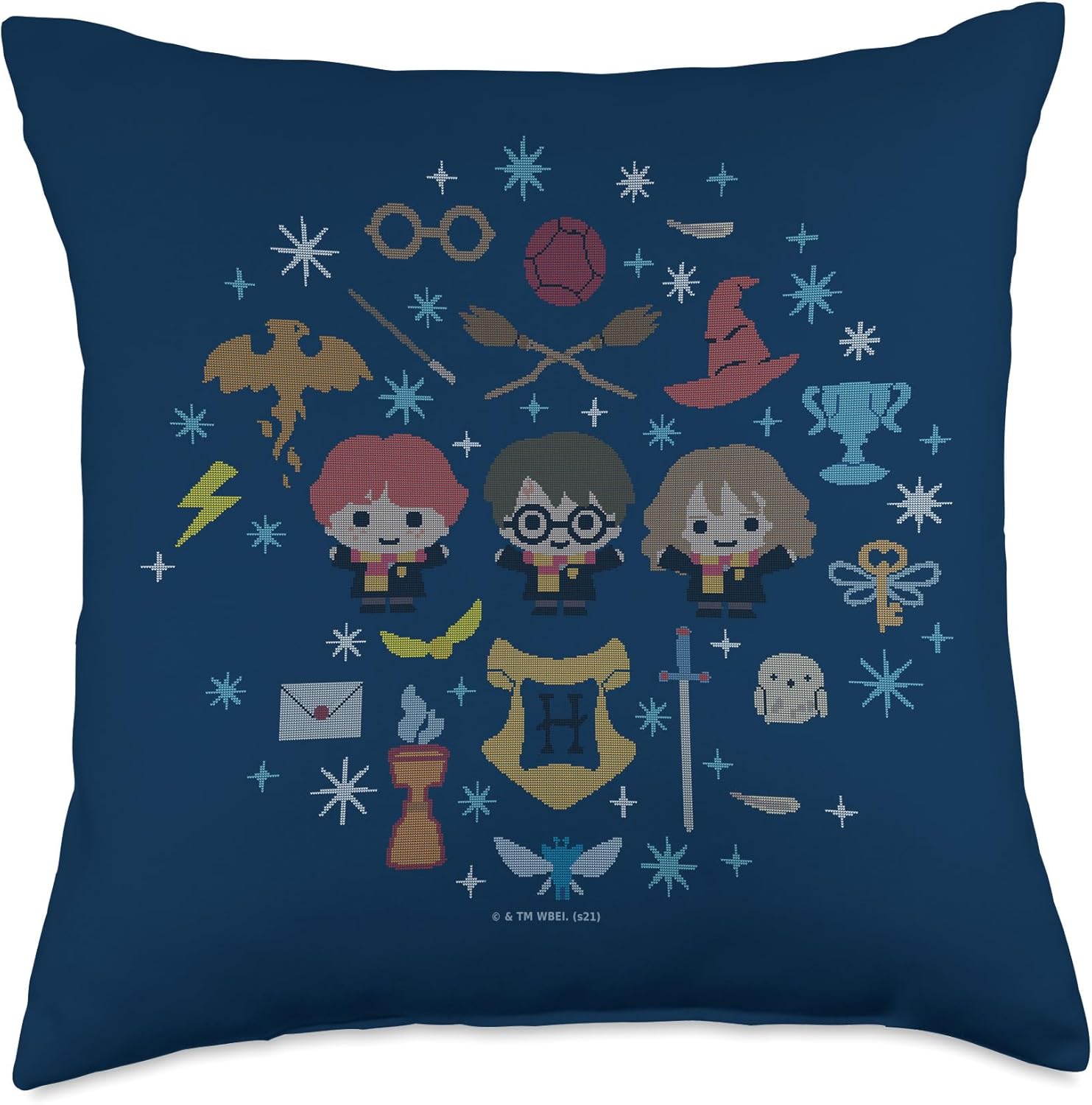 Harry Potter Christmas with Harry, Ron and Hermione Throw Pillow
