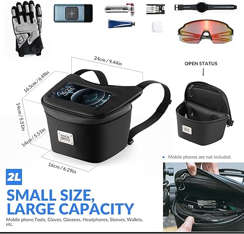 Miniatura 2 de ROCKBROS Bolsa para Manillar de Motocicleta con Pantalla Táctil Soporte para Teléfono de Motocicleta hasta 6.2 pulgadas Bolsa de Almacenamiento