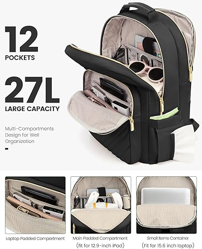 Miniatura 2 de LOVEVOOK Mochila acolchada para laptop con estilo para mujer bolsa de trabajo para computadora bolsa de libros Impresión de leopardo Mochilas de