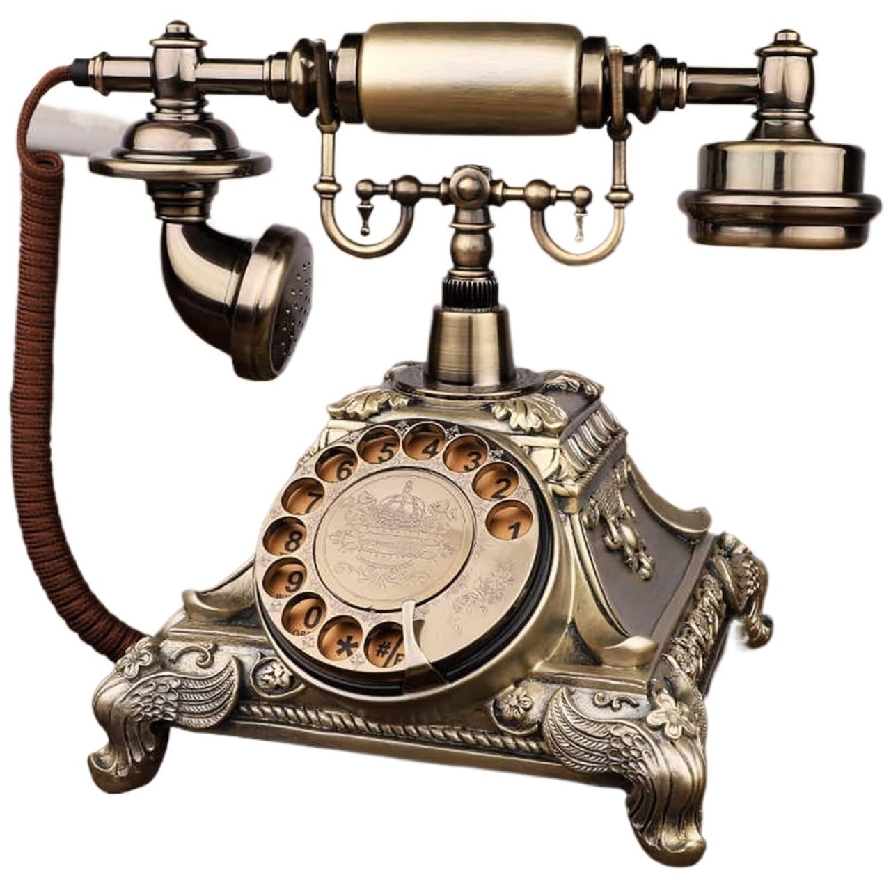 Téléphone rétro rotatif pour téléphone fixe filaire vintage laiton