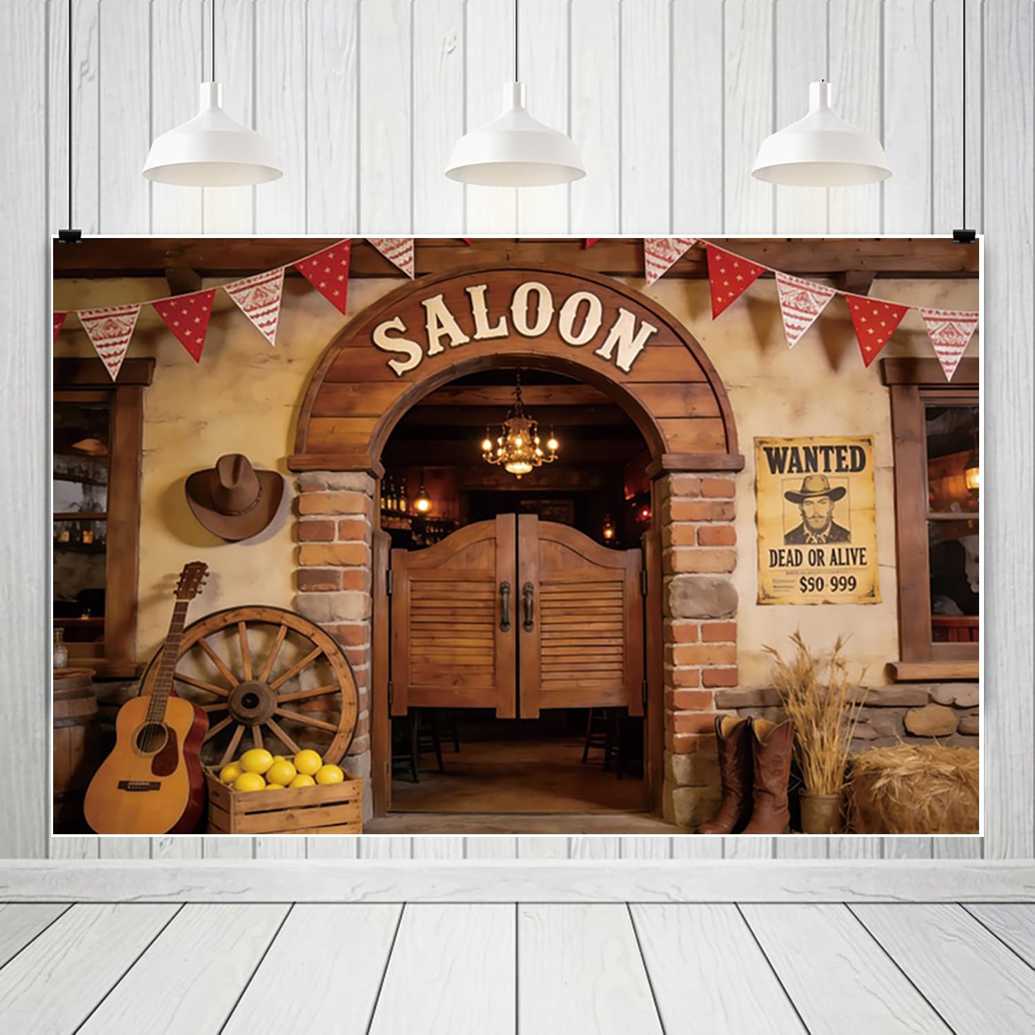 3 x 2,5 m Wild West Saloon wejście tło Wanted Poster Kowboy rekwizyty drewniany łuk koło samochodu dekoracja frontier salon tematyczny studio fotograficzne rekwizyty