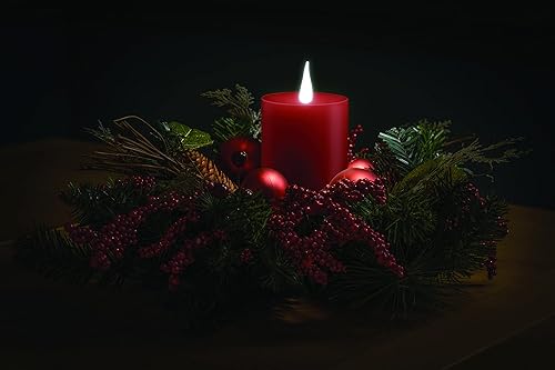 Miniatura 3 de Xodus Innovations WC1684R - Vela de pilar de cera LED sin llama de 4 pulgadas con temporizador automático y llama parpadeante 3D blanca cálida