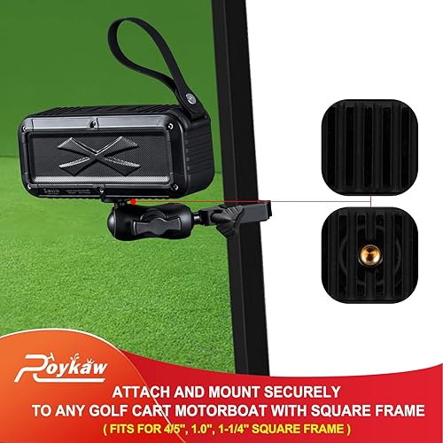 Miniatura 4 de Roykaw Altavoz Bluetooth de golf con soporte, sonido estéreo fuerte y refuerzo de graves, IPX7 impermeable, a prueba de golpes y polvo, altavoz
