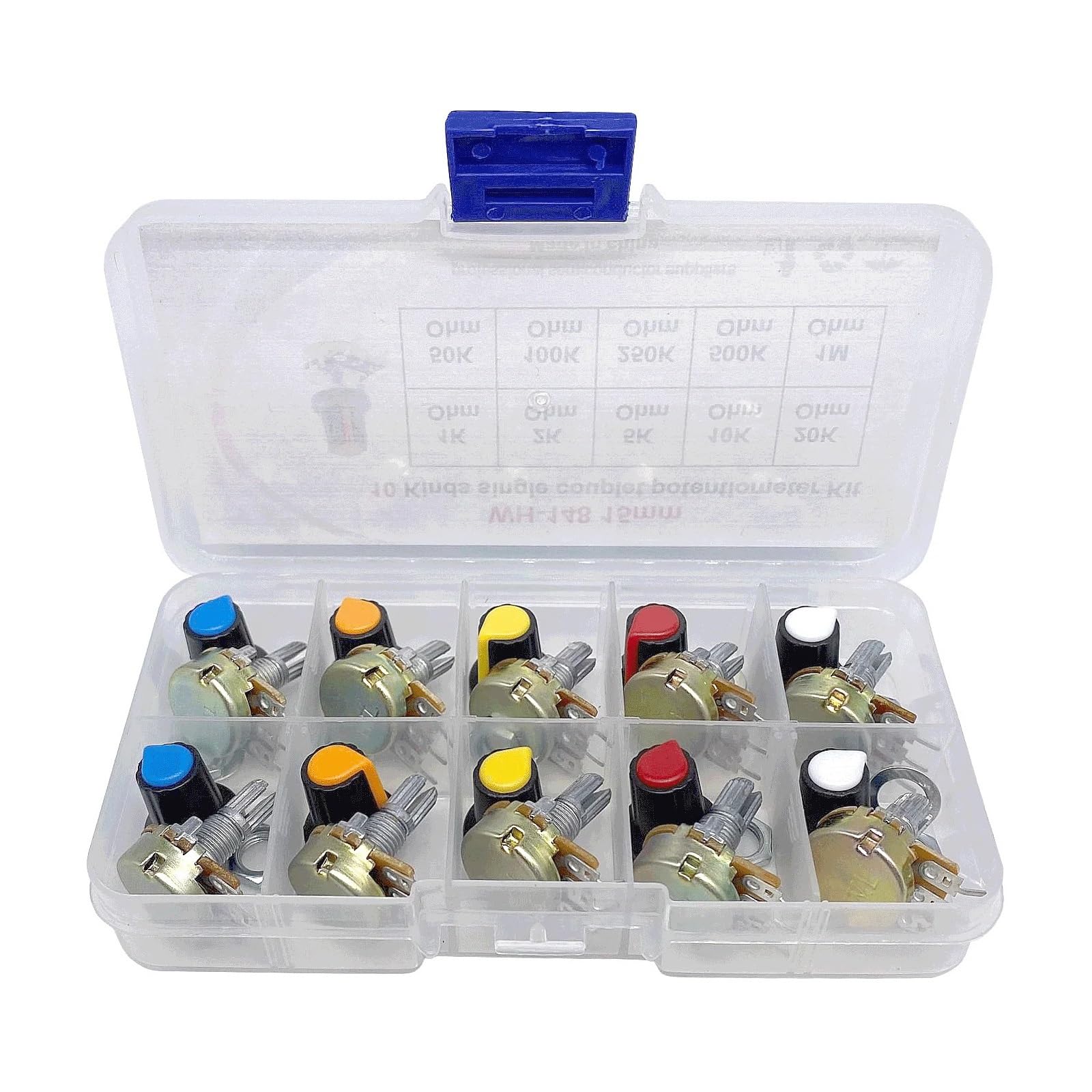 Kit de potentiomètres WTH148 rotatifs 3 broches 15mm avec boutons pour réparation électronique