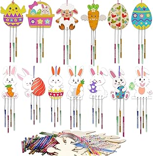 TYXHXTF 12 Piezas Paquete Kit de Manualidades de Pascua, Campanillas de Viento, DIY Decoración de Pascua Colgante para Cumpleaños Regalo Casa Fiesta