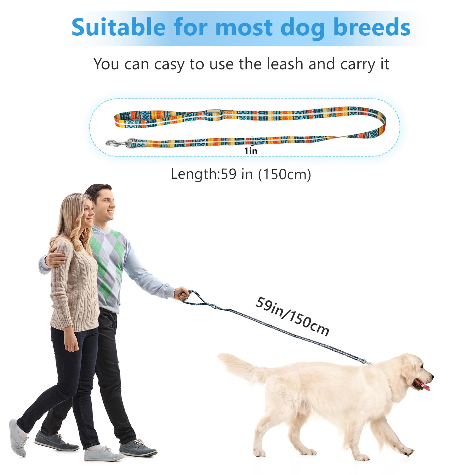 YUSHANG Light Up LED Dog Leash - Rechargeable, 5 Ft, 3 Lighting Modes for Medium Large Dogs Walking at Night (L:1.5m/W:25mm) - Image 4