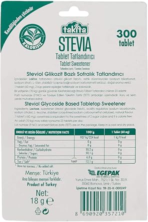 Takita Stevia Tablet Tatlandırıcı 300Ad 18g