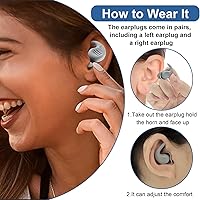 Vista 6 de 3 pares de orejeras con cancelación de ruido para dormir, escuchar en silicona flexible para dormir, reutilizables, conciertos, viajes, estudio
