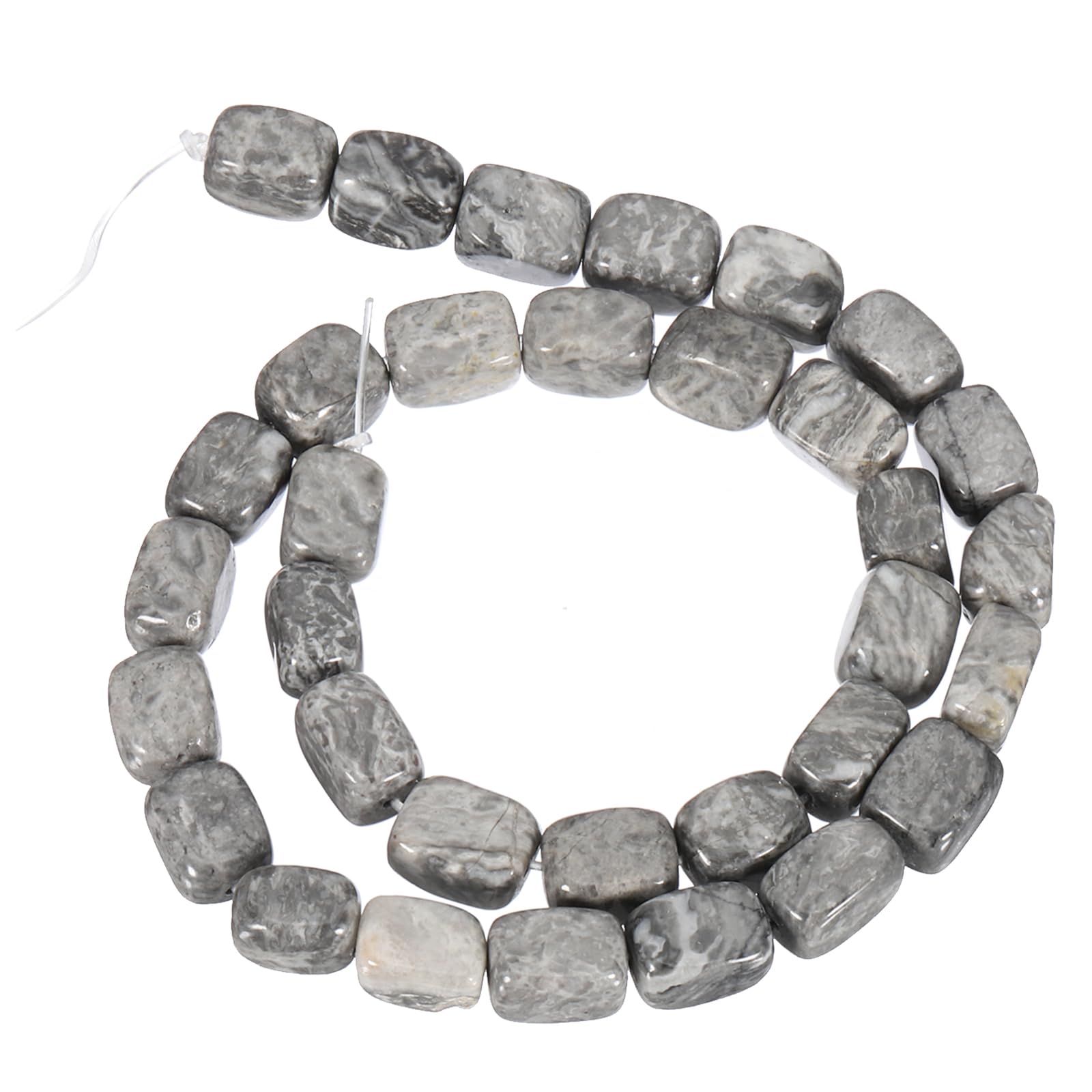 PATIKIL 12x8mm Natural Stone Gemstone Beads for Jewelry Making 1 Strand 15"/38cm Cuboid Loose Spacer Beads Crystal Agate Beads for Bracelet Necklace DIY Art Craft Marble Gray - Image 4