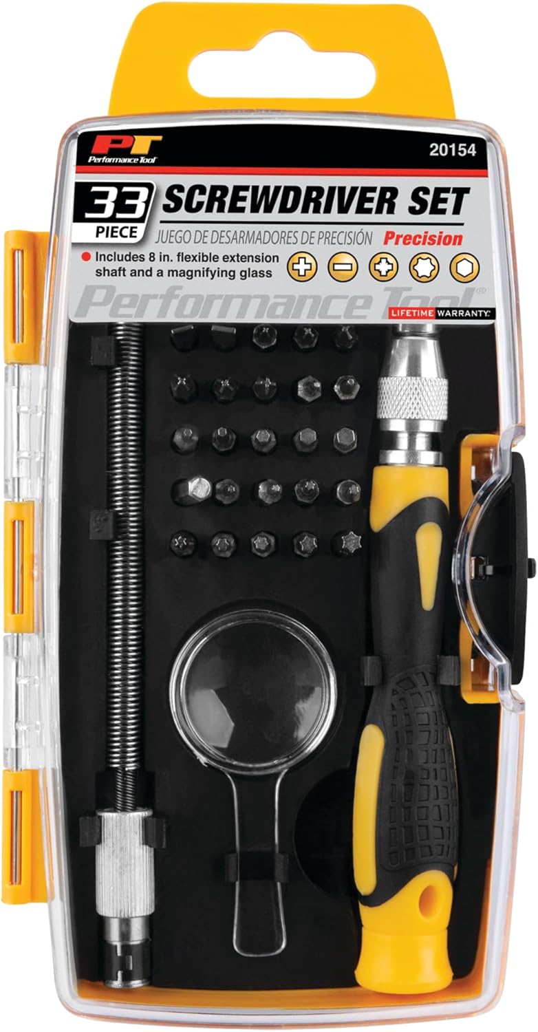 Performance Tool 20154 33-Piece Precision Driver Set With Clear View Storage Case