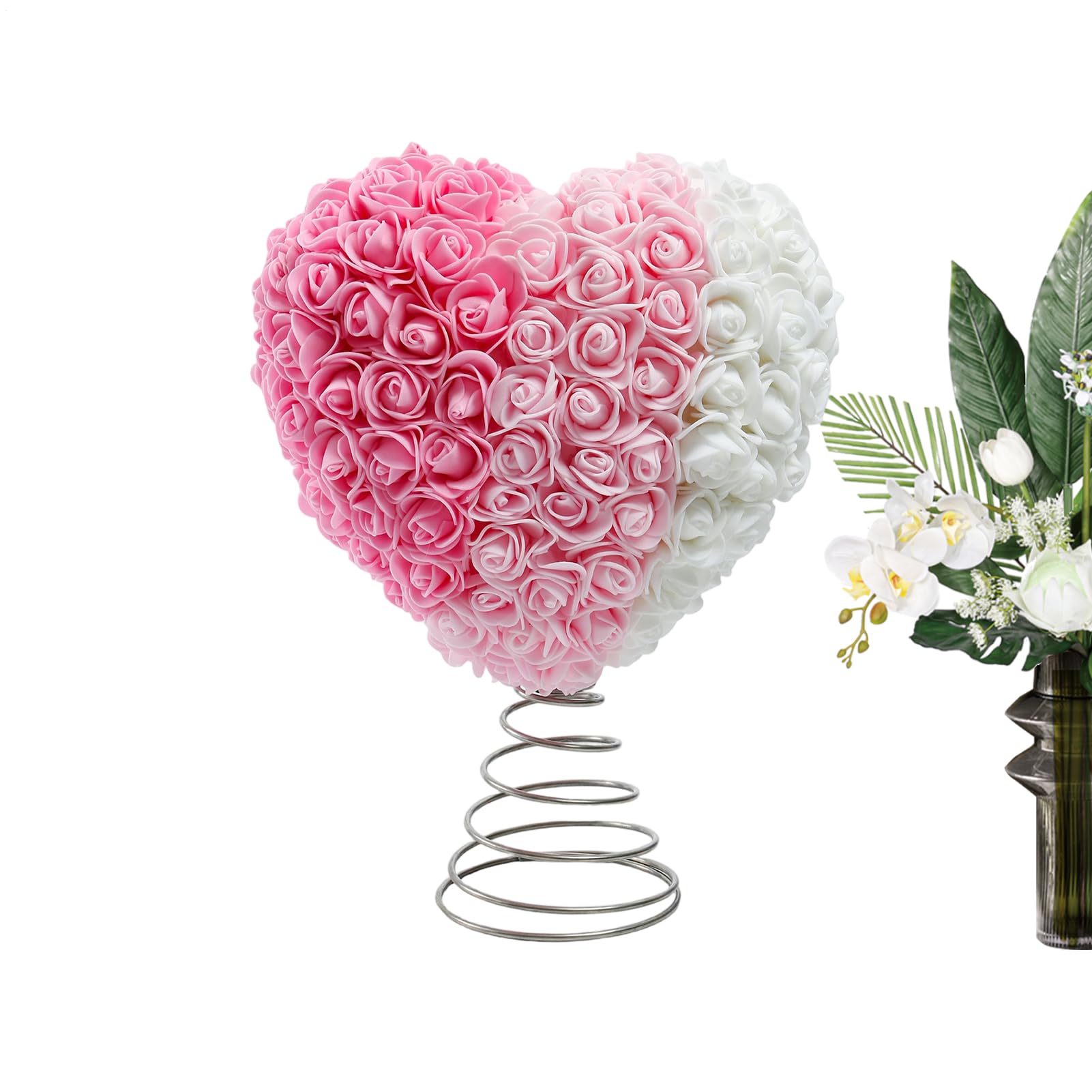 Árbol de San Valentín de diseño ornamental con rosa y corazones para fiestas