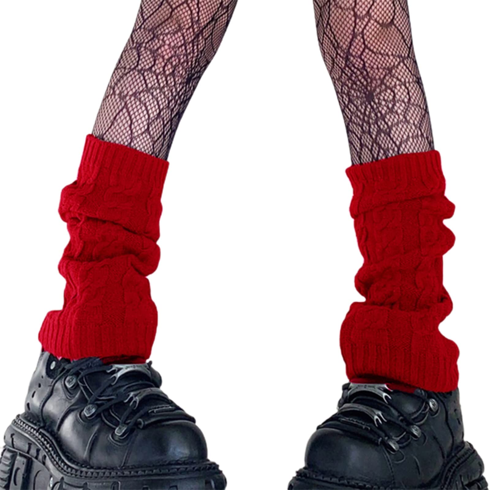 NUFIWI Harajuku Japanese Lolita Leg Warmers Gothic Knit Long Socks Leggings Gaiters Knee Goth Winter Cuff Ankle Heap