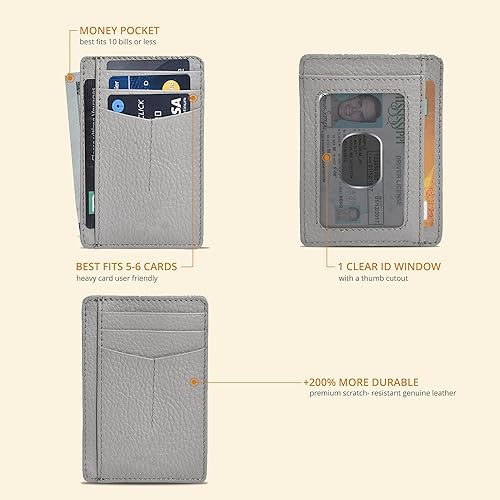 Vista 77 de Oak Leathers Leather Slim Minimalist Wallet for Men & Women RFID Front Pocket Leather Card Holder Wallets