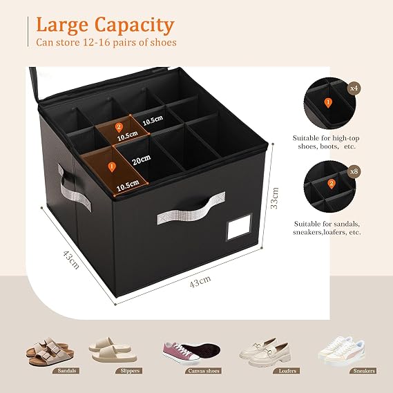 Shoe Organiser, Foldable Shoe Storage Box for Closet