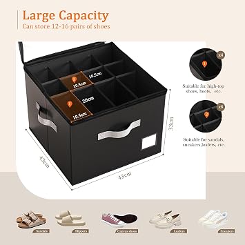 Shoe Organiser, Foldable Shoe Storage Box for Closet