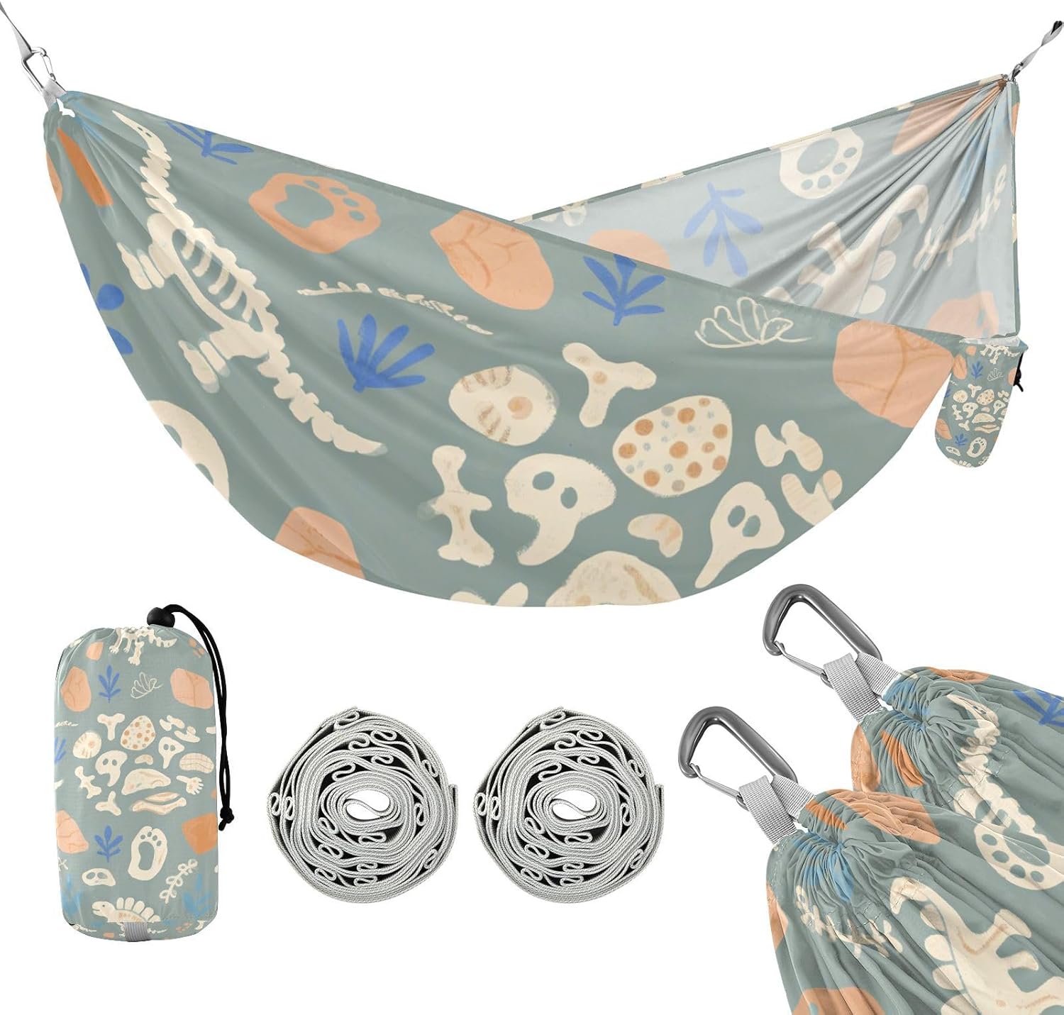 Cute Cartoon Grey Dinosaur 330lb Capacity Outdoor Hammocks with Portabl Carry Bag Hanging Hammock for Camping Travel Accessories Bases para hamacas para adultos