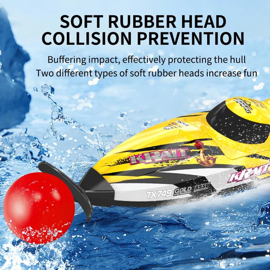 Hochgeschwindigkeits-RC Rennboot für Pool & See, 2,4GHz Brushless Wasserdichtes Elektrisches Speedboot mit Anti-Kenter Turbo-Jet-Wasserfahrzeug & Sicherheitsalarm, Sommer-Wasserspielzeug Geschenk