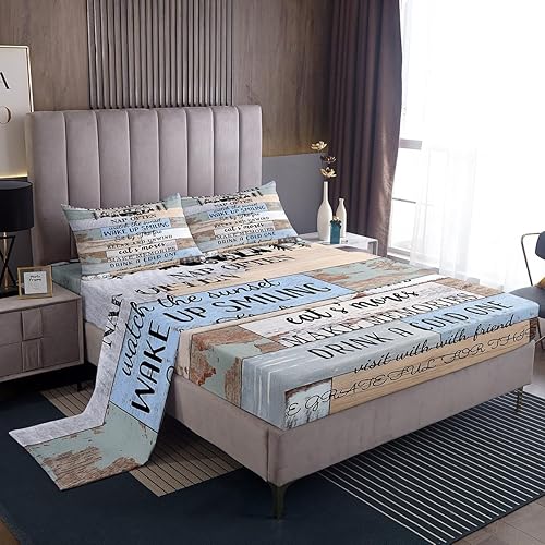 Vista 132 de Erosebridal Sábanas rústicas de granja, sábanas de camping feliz, juego de sábanas para decoración de cámper para niños, adolescentes, mujeres