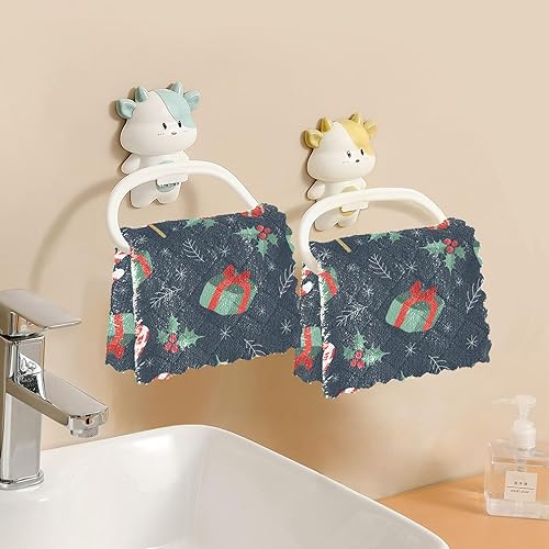 Miniatura 6 de KLL Christmas Theme Car Cleaning Cloth Colored Tea Towels Kitchen Blue Cotton Hand Towels for Kitchen Kitchen Terry Dish Cloths