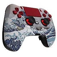 Vista 2 de HEXGAMING Hyper HEX Controller 4 Mappable Paddles & Interchangeable Thumbsticks & Flashshot Compatible with PS4 Elite Controller PC Wireless FPS