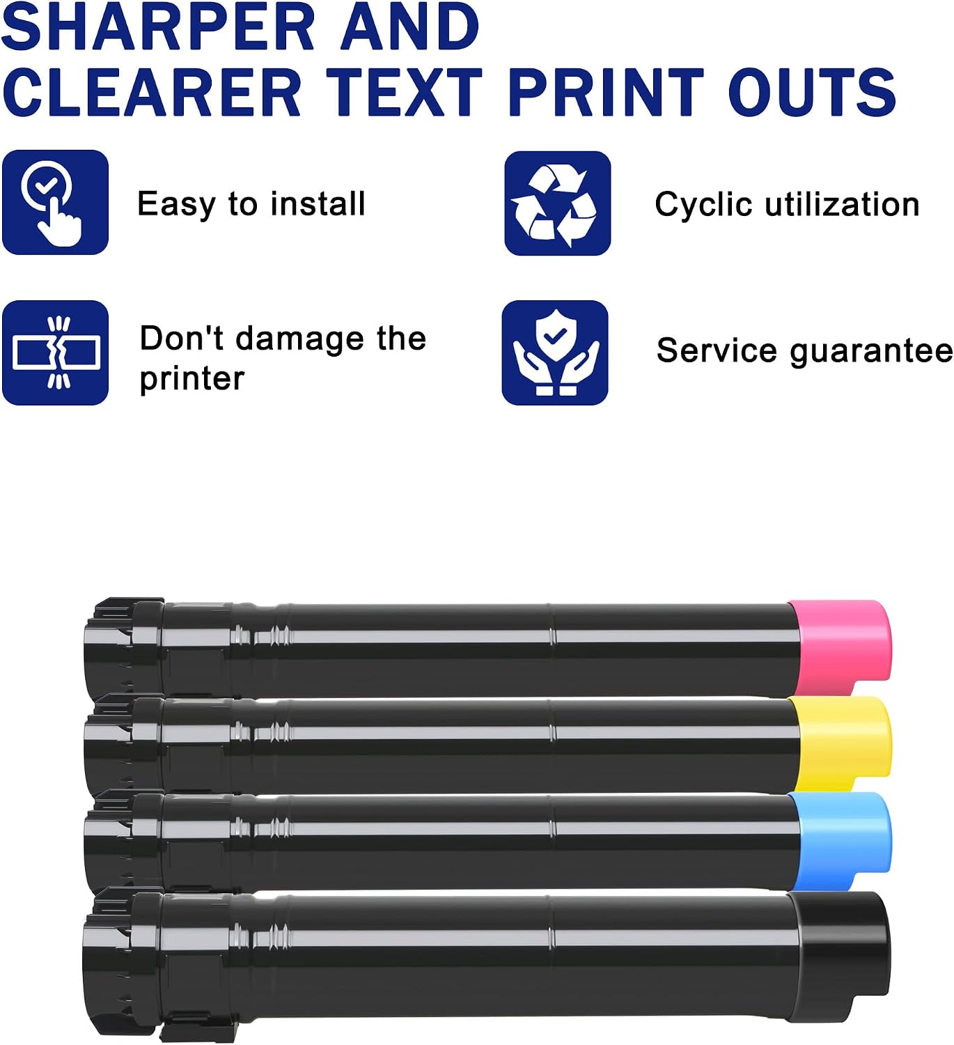 7525 Toner Cartridge Set 4-Pack High-Yield for XER 006R01513 006R01514 006R01515 006R01516 Compatible for XER Workcentre 7525 7530 7535 7545 7556 7830 7855 7970 7835i 7845i Printer Ink